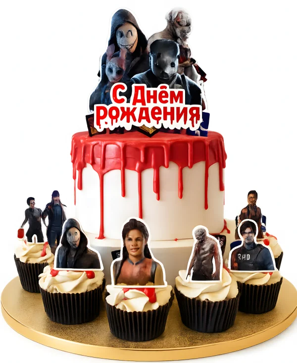 Торт с капкейками и персонажами Dead By Daylight Фото