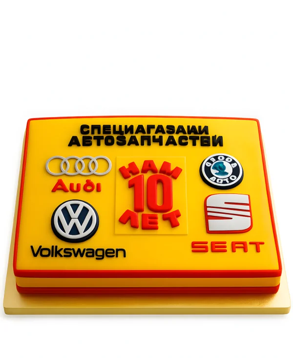 Прямоугольный торт с логотипом Фото