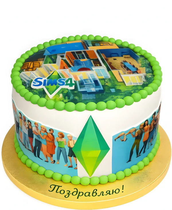 Торт с мастичными топперами Симс 4 Фото