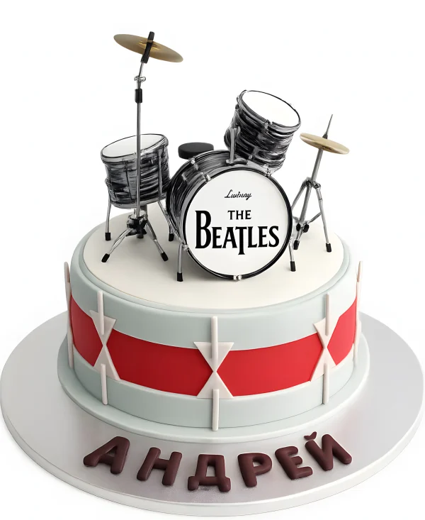 Торт с барабанами Beatles Фото