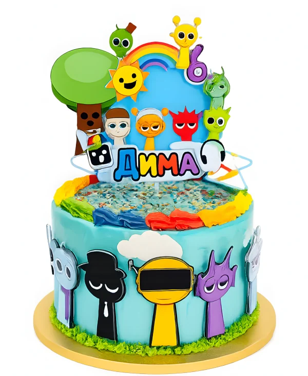Яркий торт Мир Денди на день рождения Фото