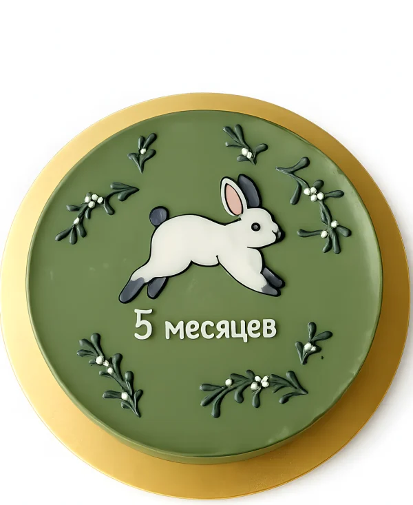 Зеленый бенто-торт с зайцем Фото