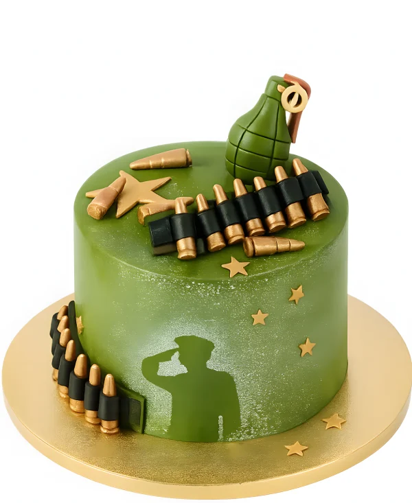 Зеленый торт с пулями по игре Battlefield Фото