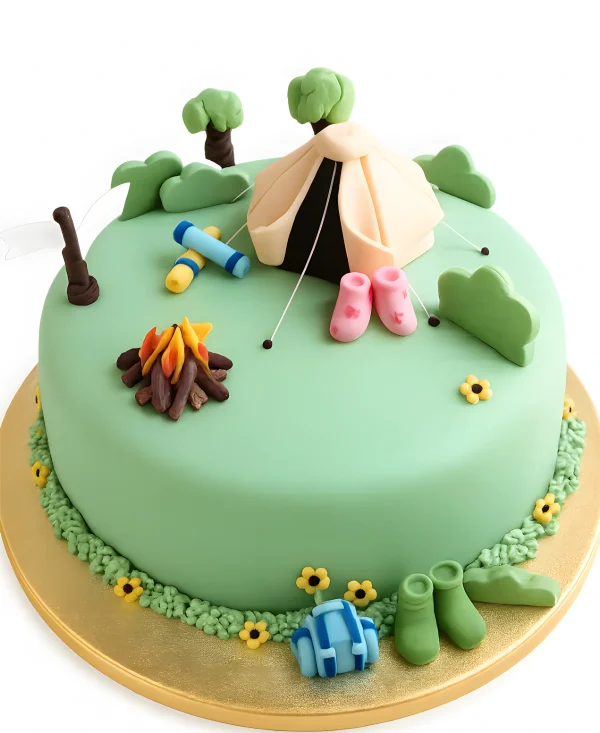 Зеленый торт в стиле похода в лес Фото