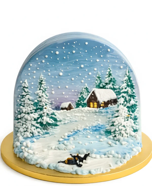 Зимний торт с лесным домиком Фото