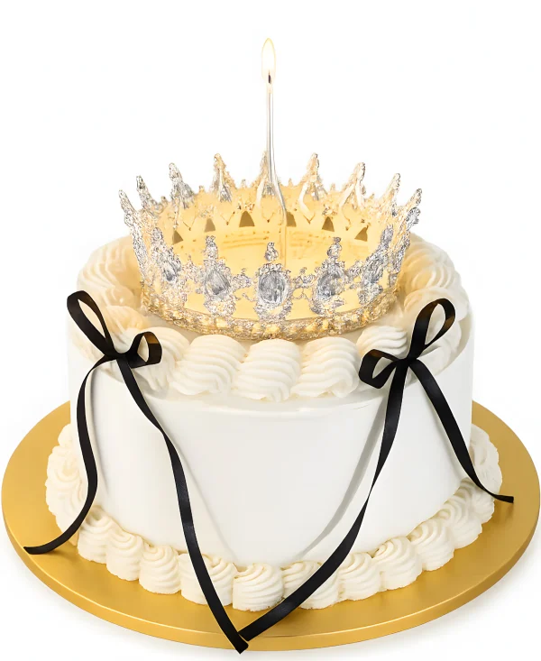 Белый минималистичный торт с короной Фото