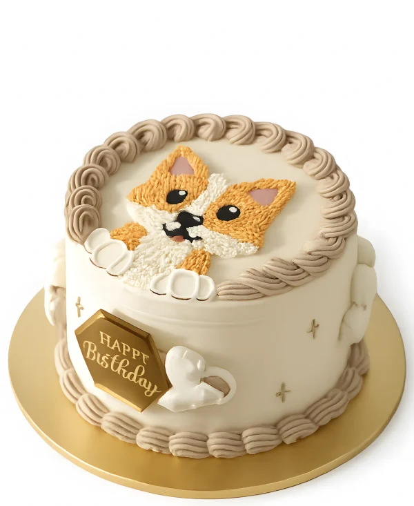 Бенто-торт с рисунком корги Фото