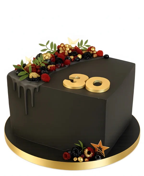 Черный квадратный торт на юбилей 30 лет мужчине Фото