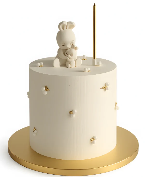 Эстетичный торт с двумя зайчиками Фото