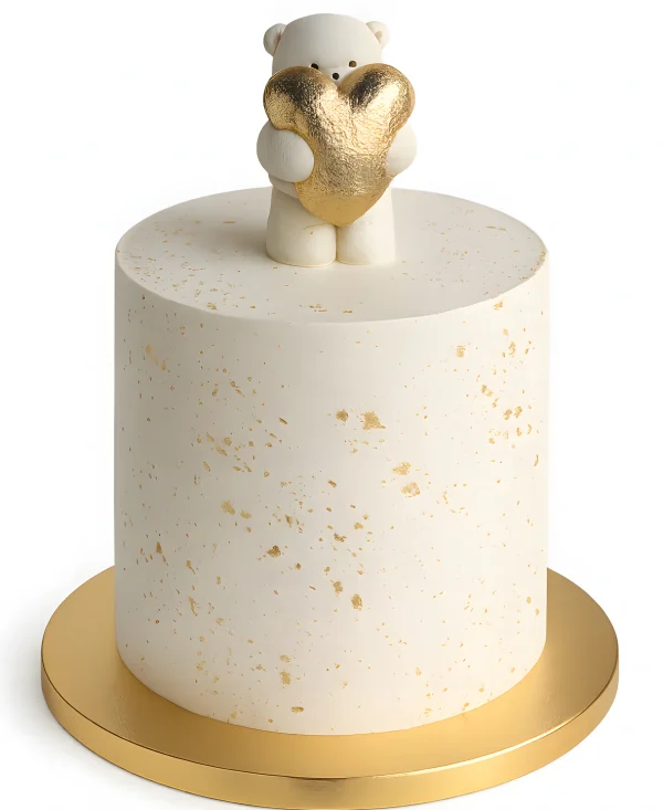 Эстетичный торт с мишкой с сердцем Фото