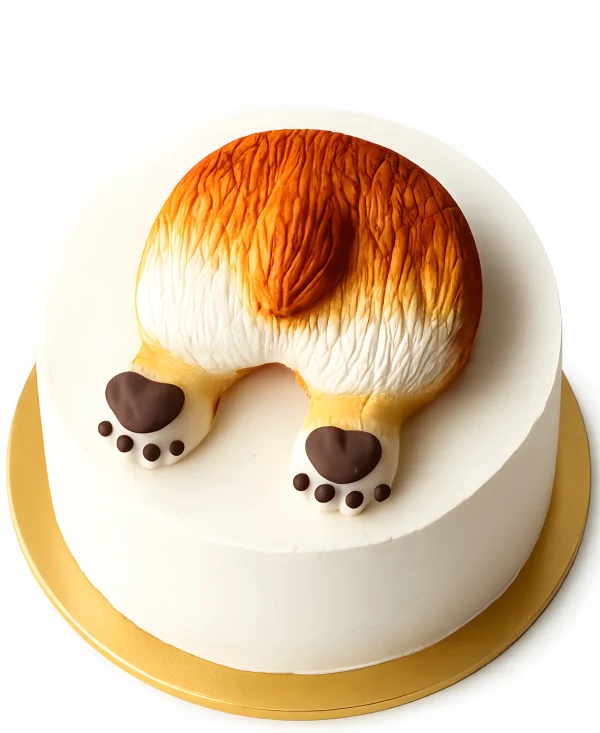 Минималистичный торт с лапками и хвостиком собаки Фото