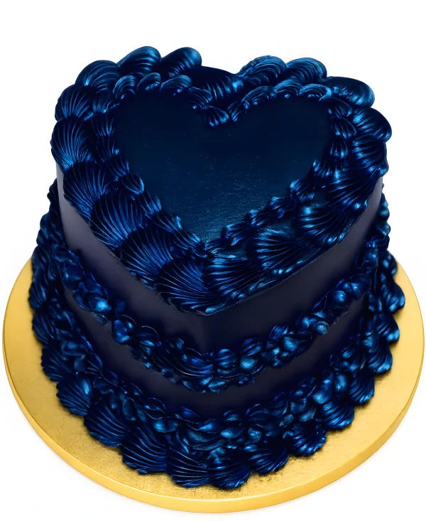 Неоново-синий торт в форме сердца Фото