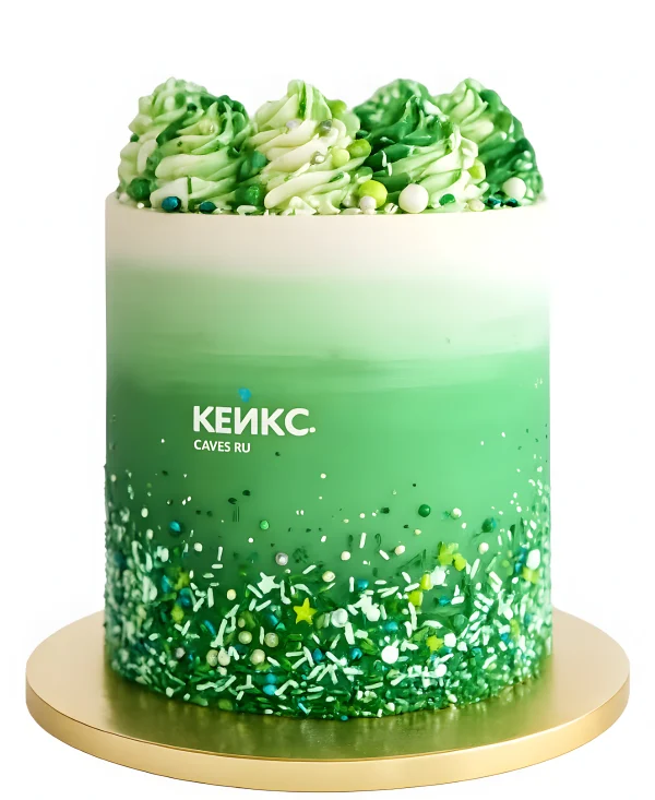 Нежный зеленый торт с безе Фото