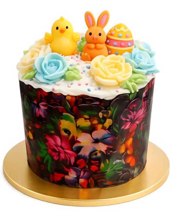 Пасхальный кулич с фигурками Фото