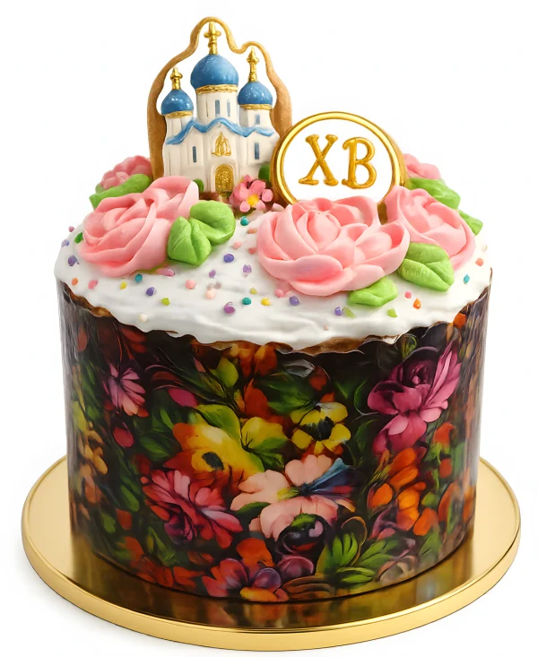 Пасхальный кулич с имбирными пряниками Фото