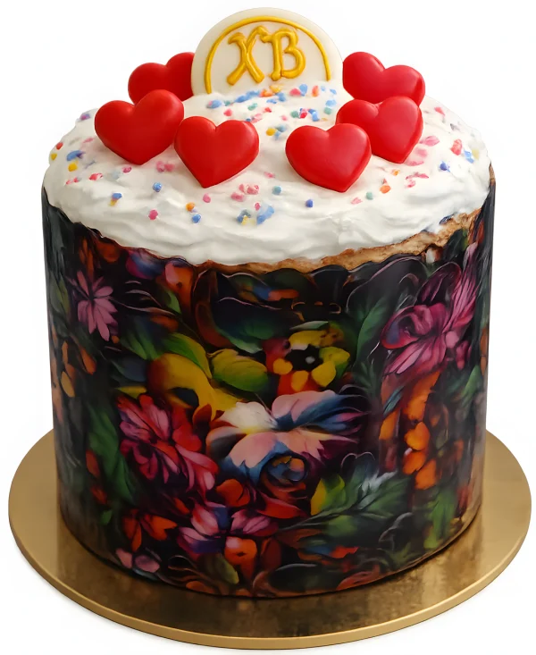 Пасхальный кулич с сердечками Фото