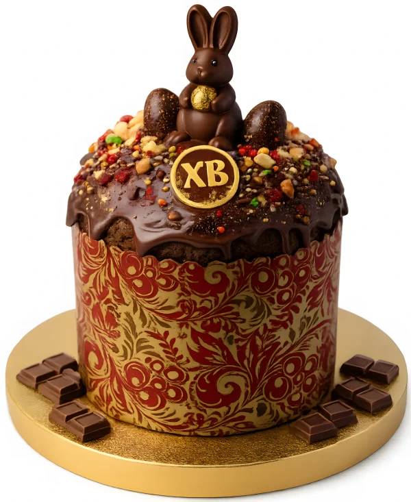 Пасхальный кулич с шоколадной глазурью Фото