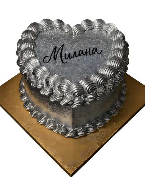 Серебряный торт с блестками Фото