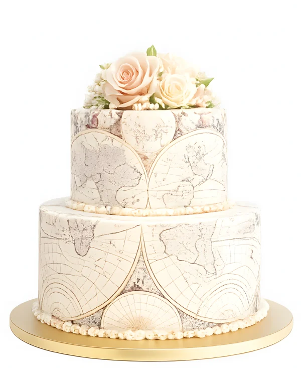 Оригинальный праздничный торт карта мира для путешественника Фото