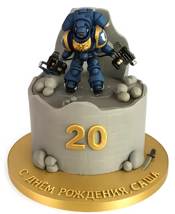 Торт на день рождения с фигуркой по игре Вархаммер Фото