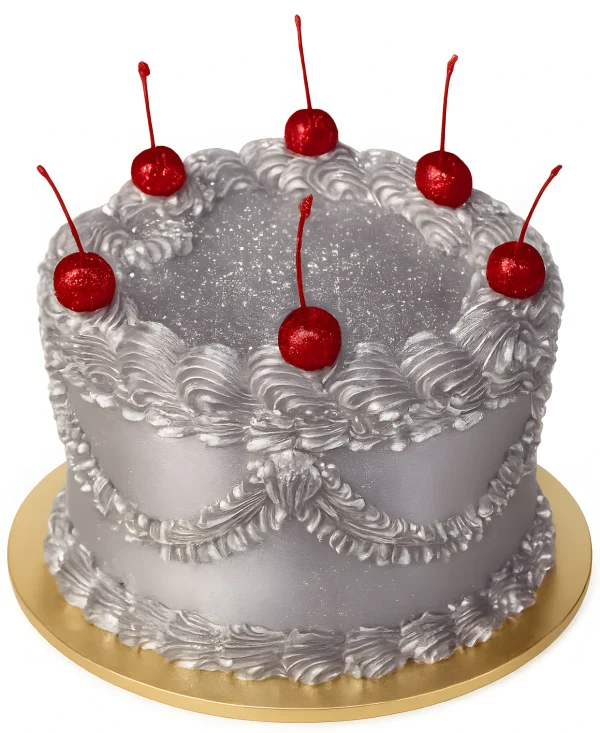 Торт с коктейльной вишней и блестками Фото