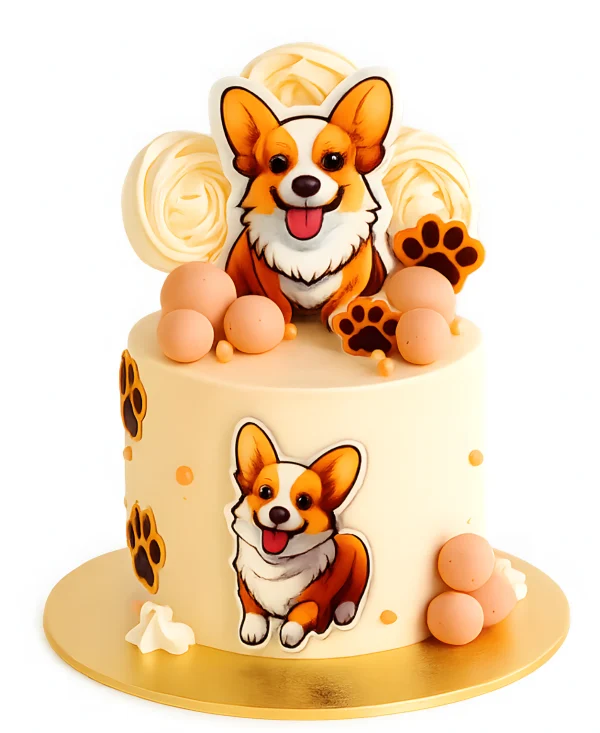 Торт с корги и безе Фото