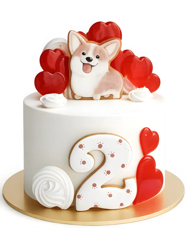 Торт с пряниками и леденцами в форме сердца на 2 года Фото