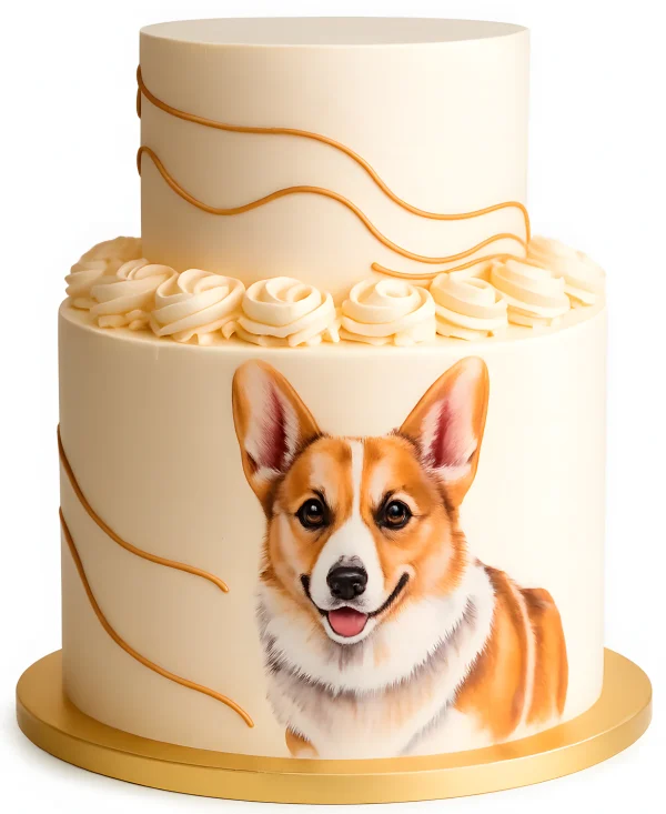 Торт в два яруса с рисунком собаки Фото