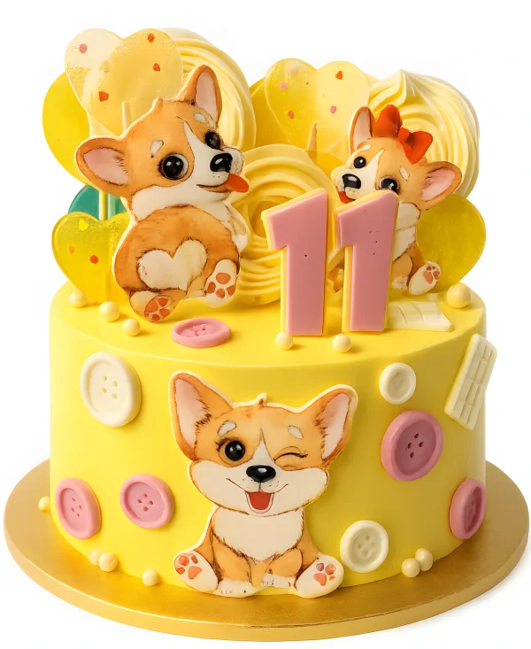 Торт с корги для девочки Фото