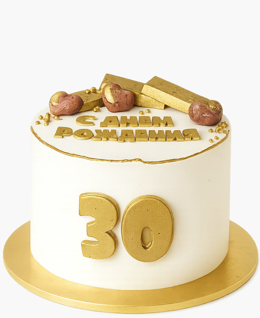 Белый торт на 30 лет Фото