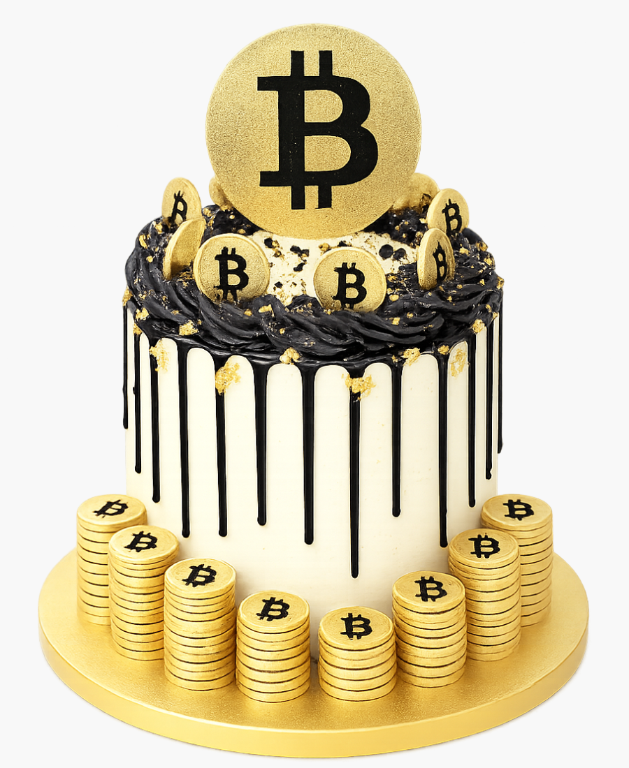 Минималистичный торт с биткоинами Фото