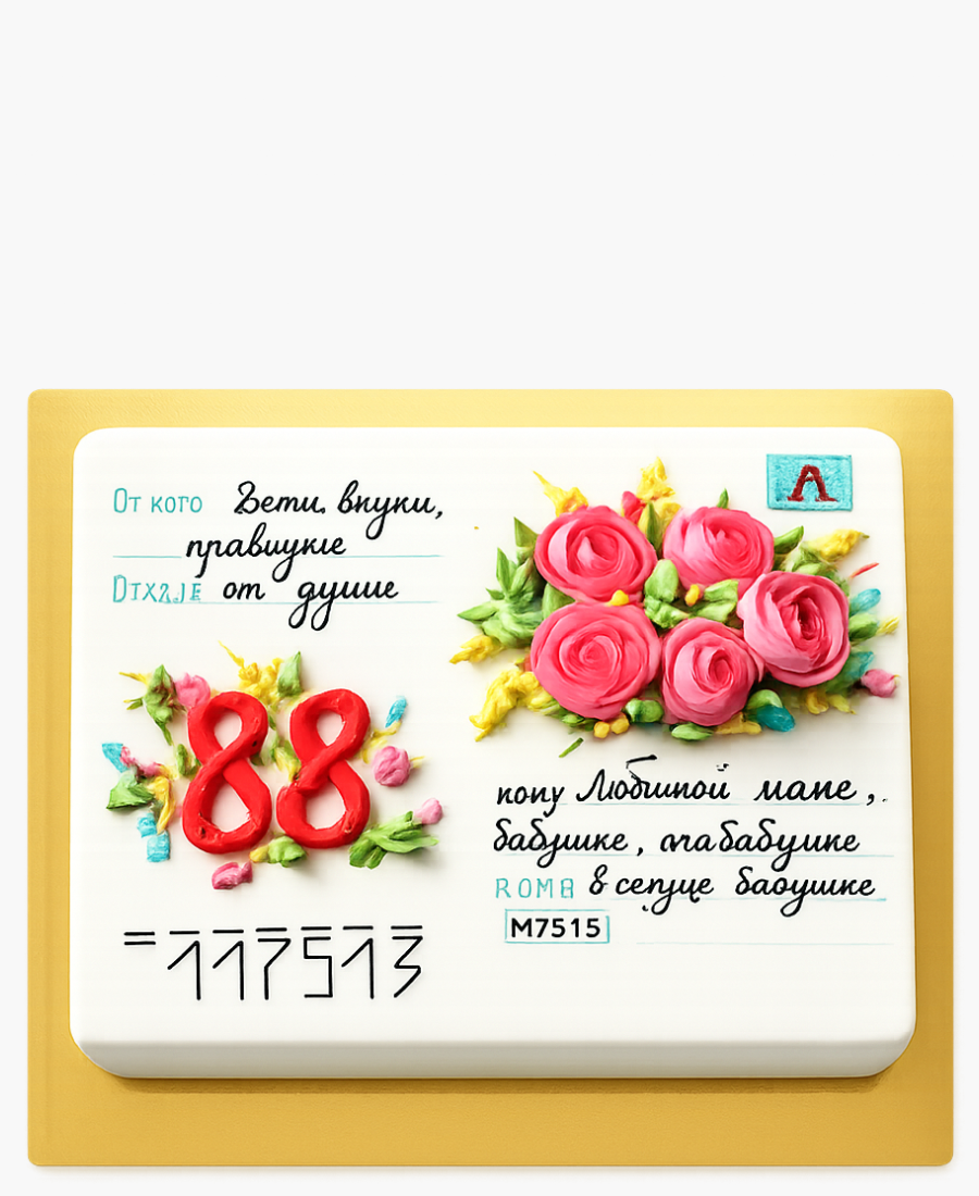 Торт на в виде конверта на 88 лет Фото