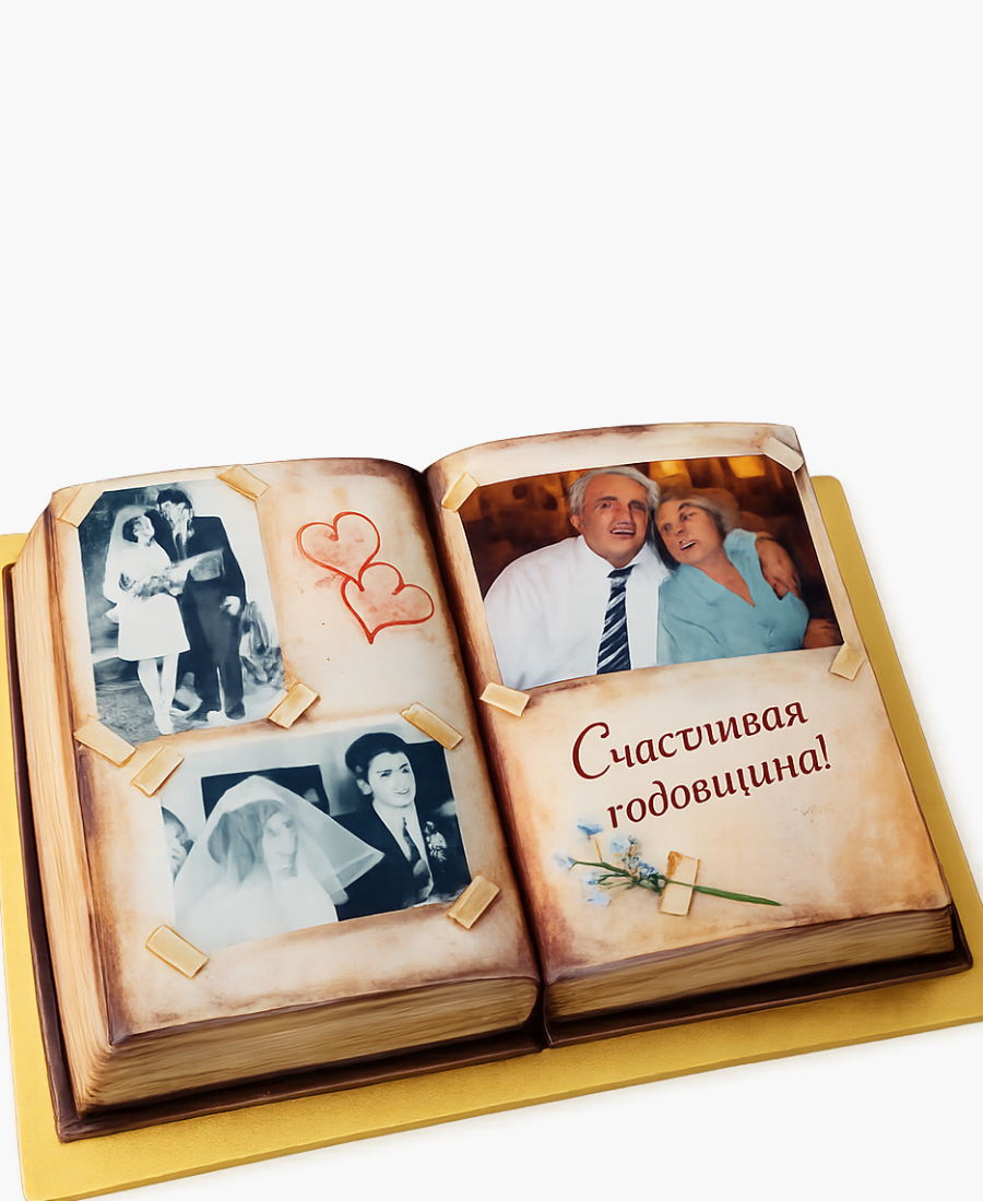 Торт с фотографиями в виде книги Фото