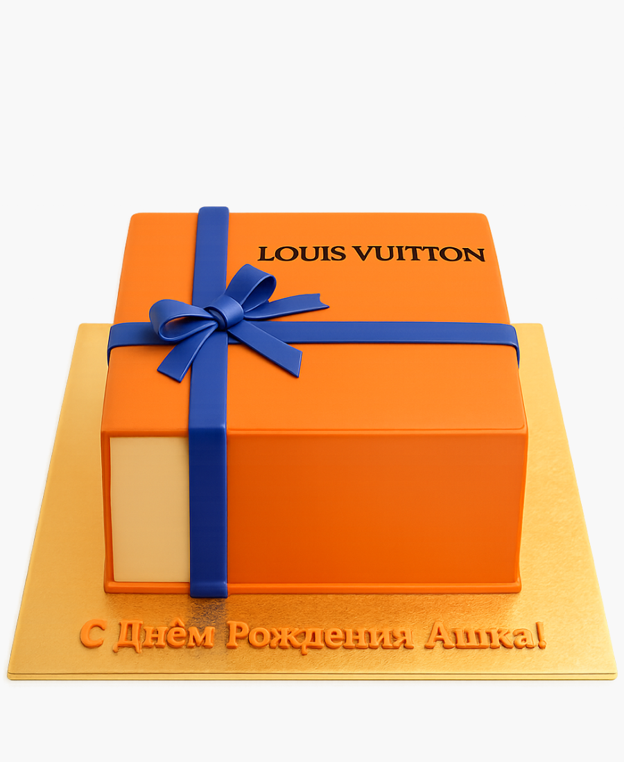 Торт в форме коробки Louis Vuitton Фото