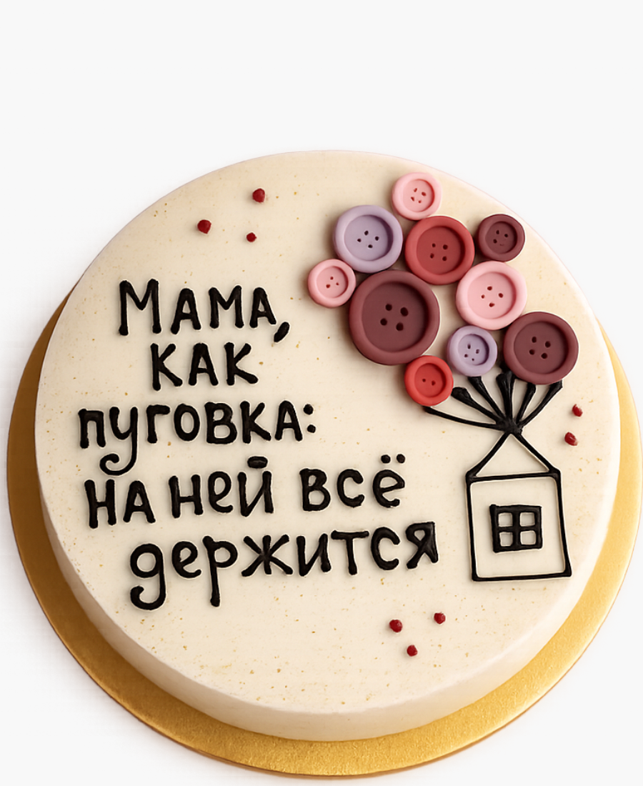 Минималистичный торт в виде домика с пуговками Фото