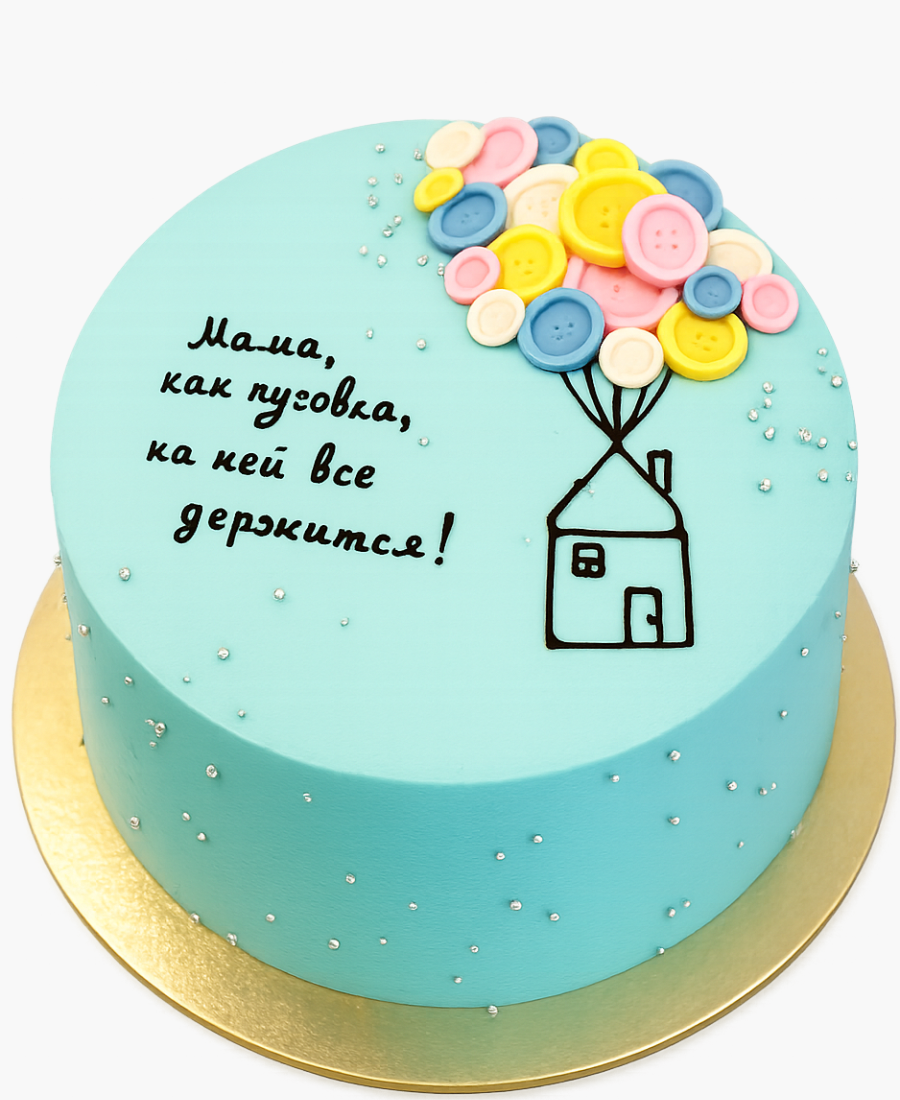 Торт с домом и пуговками Фото