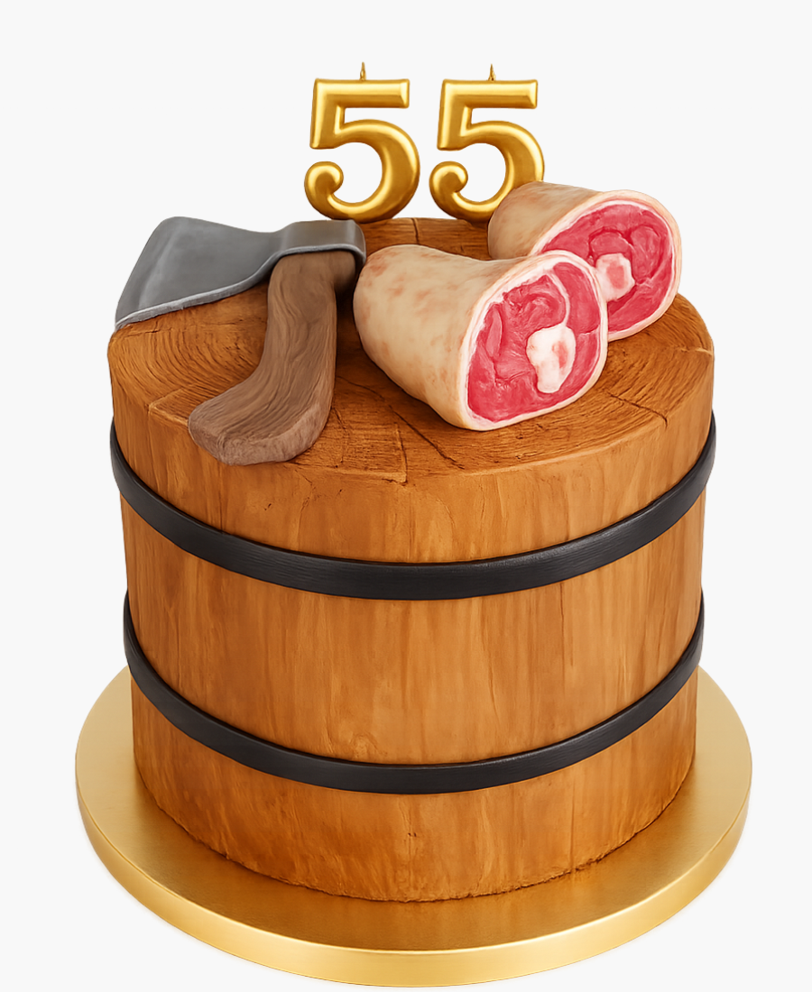Торт на 55 лет с топором и мясом Фото